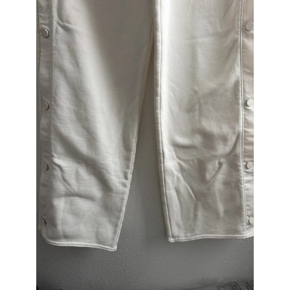 Alo Yoga White Wide Leg Snap Side Sweatpants Fleece Lounge Pants Size Small